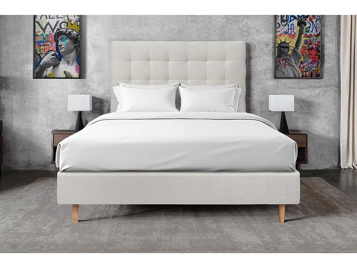 Tete de lit Capitonnée Velours Gris clair L 150 cm - Ep 10 cm rembourré