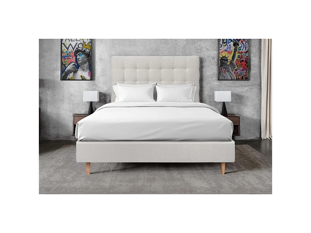 Tete de lit Capitonnée Velours Gris clair L 180 cm - Ep 10 cm rembourré