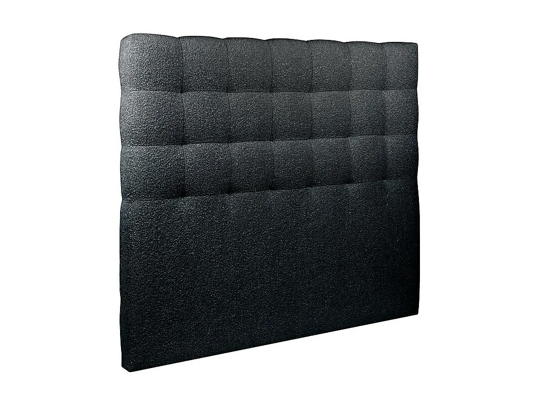 Tete de lit Capitonnée Bouclette Noir L 160 cm - Ep 10 cm rembourré