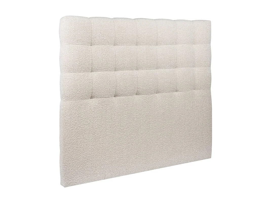 Tete de lit Capitonnée Bouclette Beige L 140 cm - Ep 10 cm rembourré