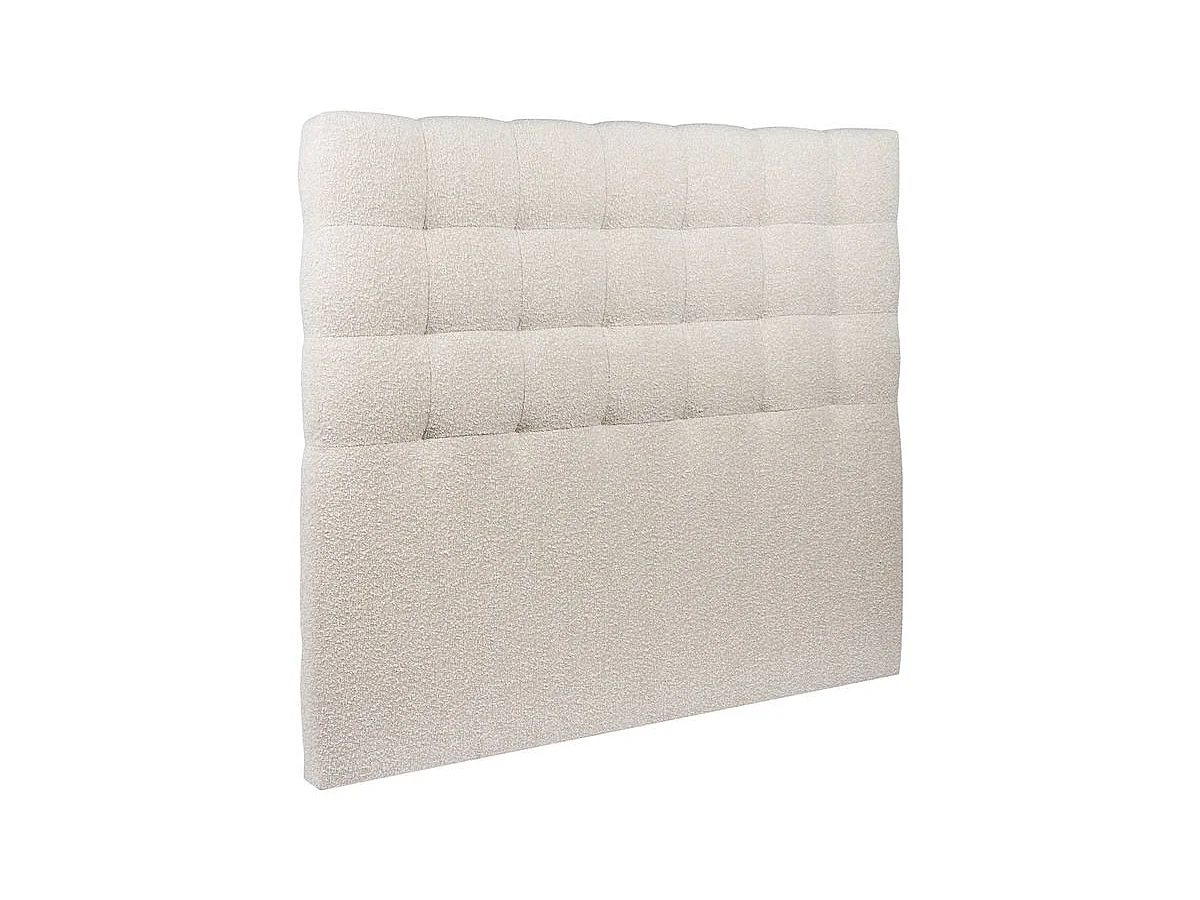 Tete de lit Capitonnée Bouclette Beige L 140 cm - Ep 10 cm rembourré