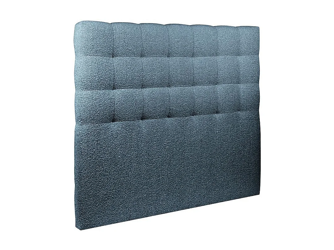 Tete de lit Capitonnée Bouclette Bleue L 150 cm - Ep 10 cm rembourré