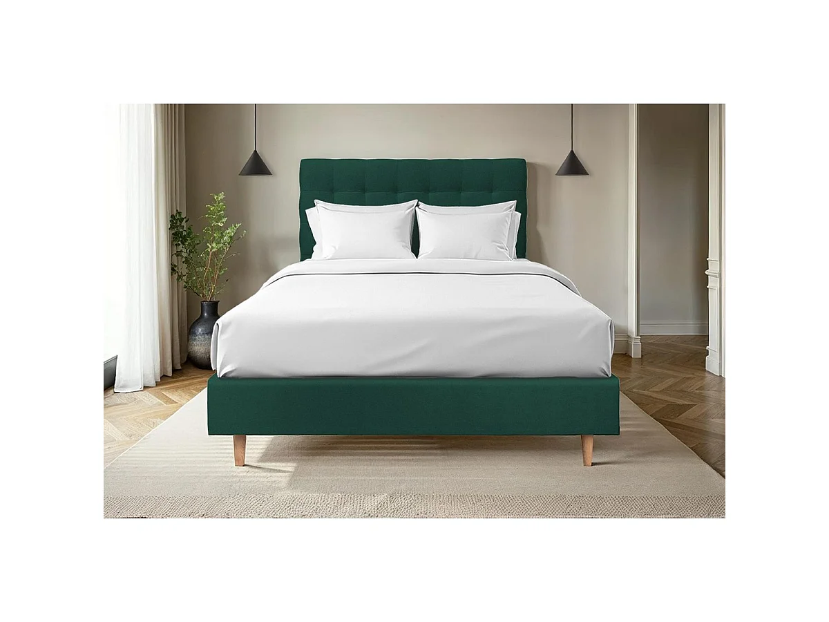 Tete de lit Capitonnée Velours Vert L 150 cm - Ep 10 cm rembourré