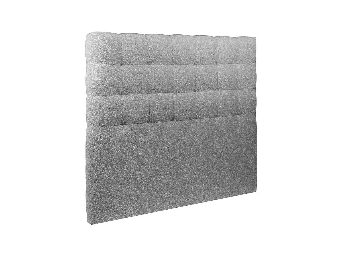 Tete de lit Capitonnée Bouclette Gris L 180 cm - Ep 10 cm rembourré