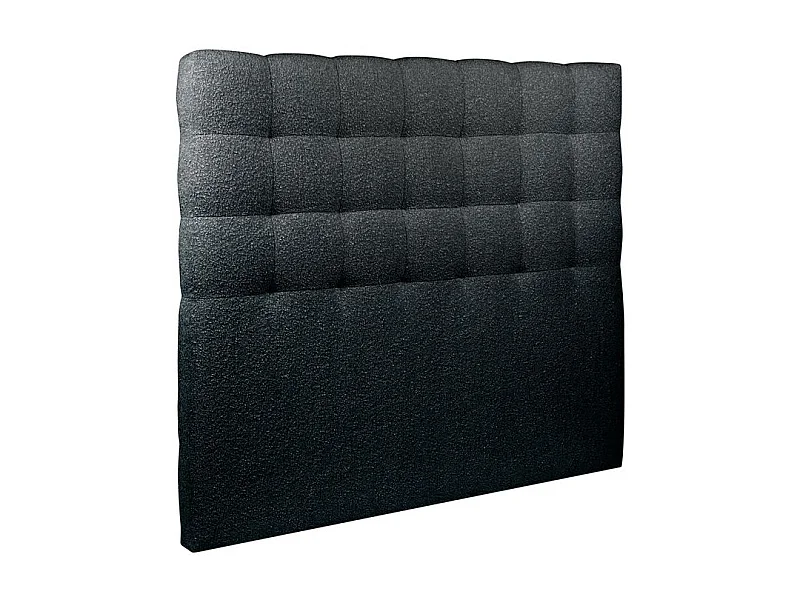 Tete de lit Capitonnée Bouclette Noir L 180 cm - Ep 10 cm rembourré