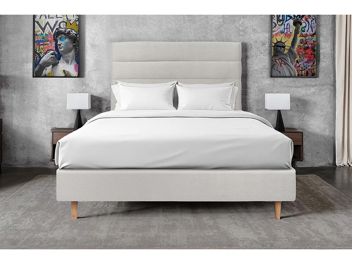 Tete de lit Lignes Velours Gris clair L 180 cm - Ep 10 cm rembourré