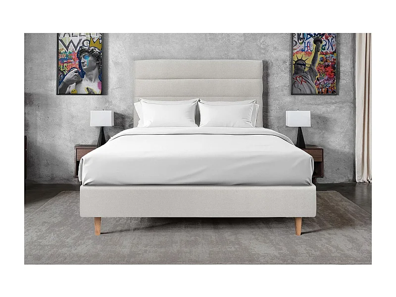 Tete de lit Lignes Velours Gris clair L 180 cm - Ep 10 cm rembourré