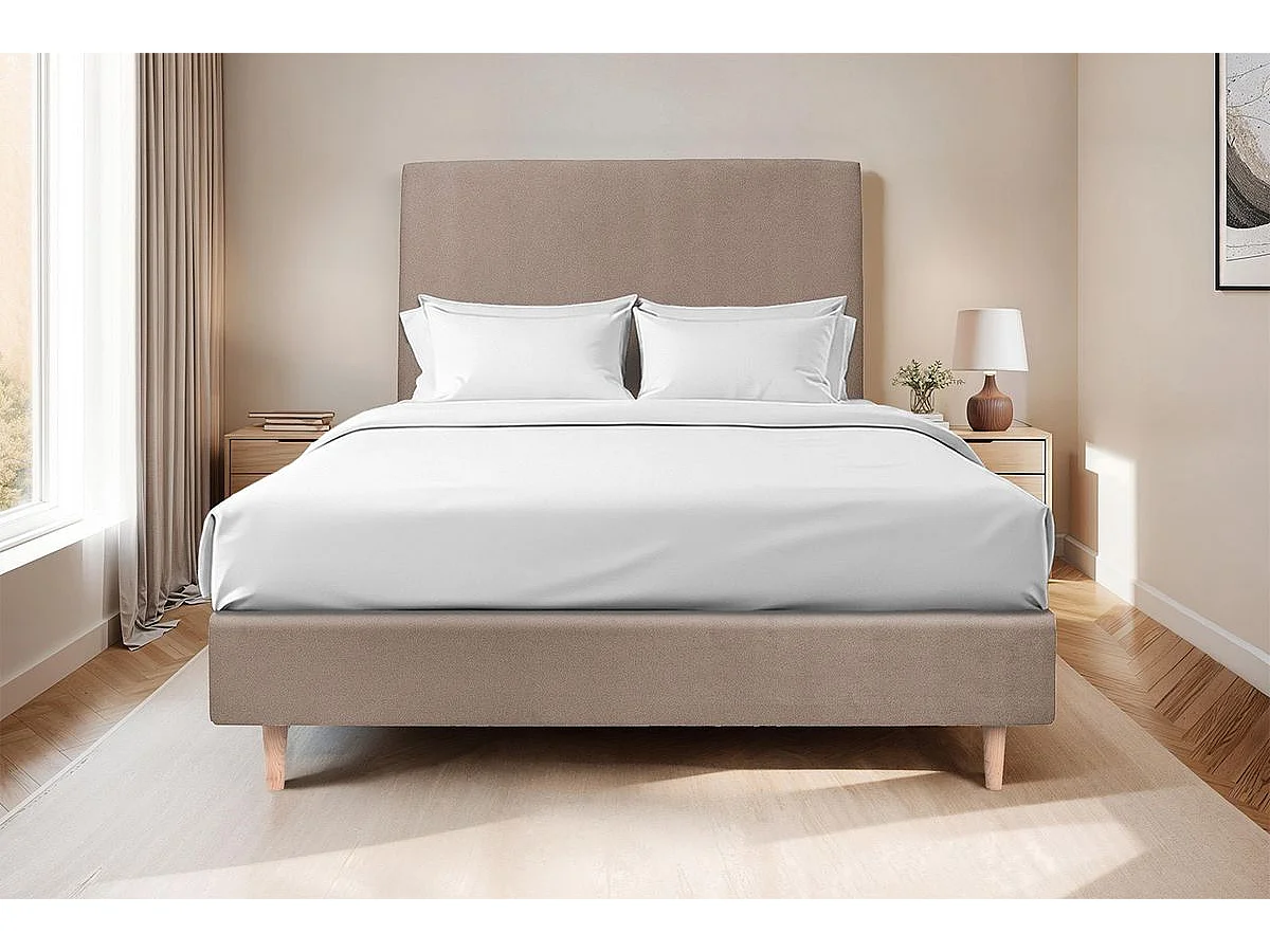 Tete de lit Tapissée Velours Taupe L 160 cm - Ep 10 cm rembourré