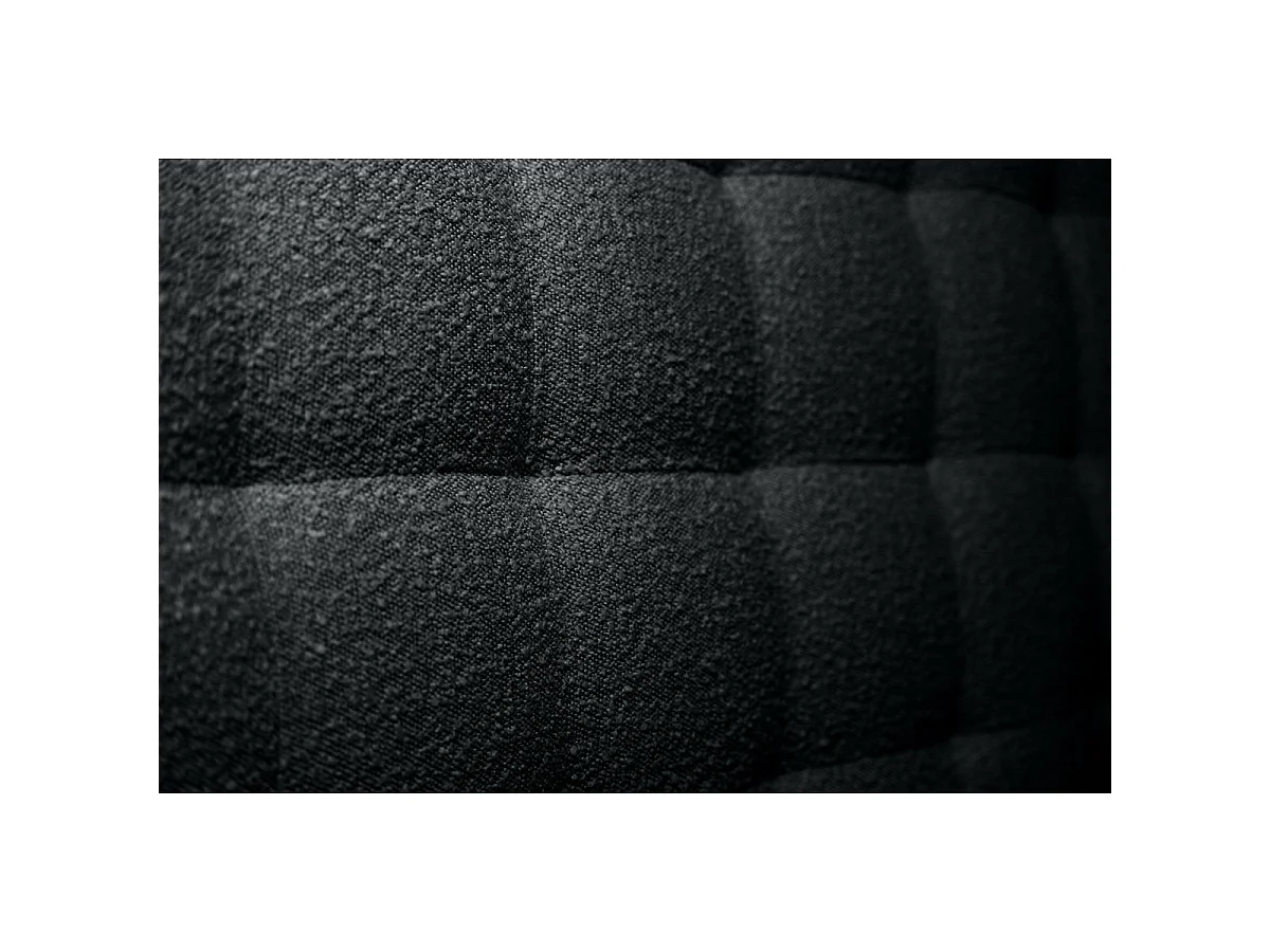 Tete de lit Capitonnée Bouclette Noir L 200 cm - Ep 10 cm rembourré
