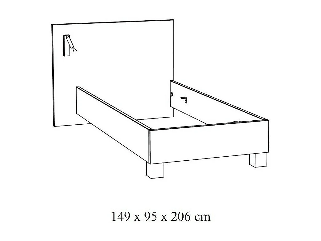 Lit enfant 120x200 collection MORGANE avec éclairage en applique orientable intégré - Coloris chêne doré.