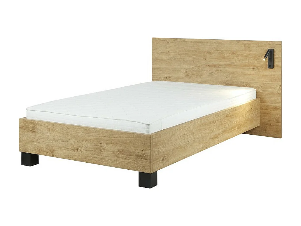 Lit enfant 90x200 collection MORGANE avec éclairage en applique orientable intégré - Coloris chêne doré