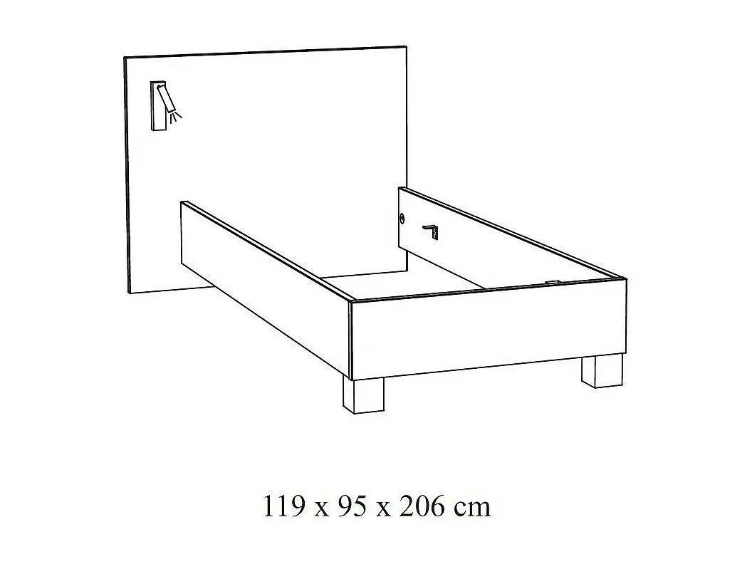 Lit enfant 90x200 collection MORGANE avec éclairage en applique orientable intégré - Coloris chêne doré