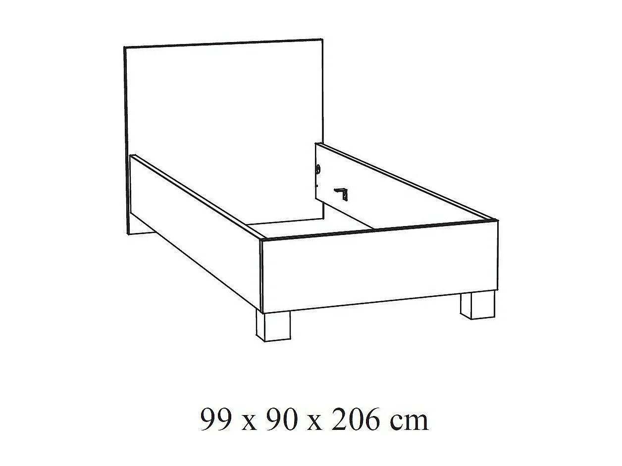 Robustes Kinderbett 90x200 in goldener Eichenfarbe, Kollektion MEGEVE