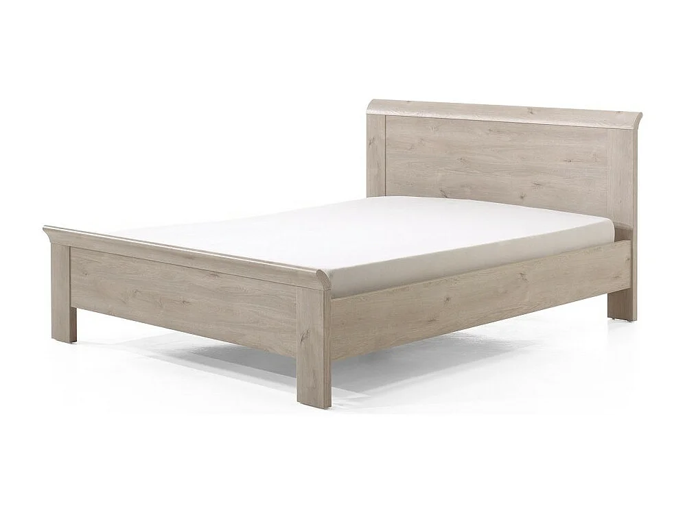 Lit adulte robuste 160x200 collection DANY. Coloris chêne clair