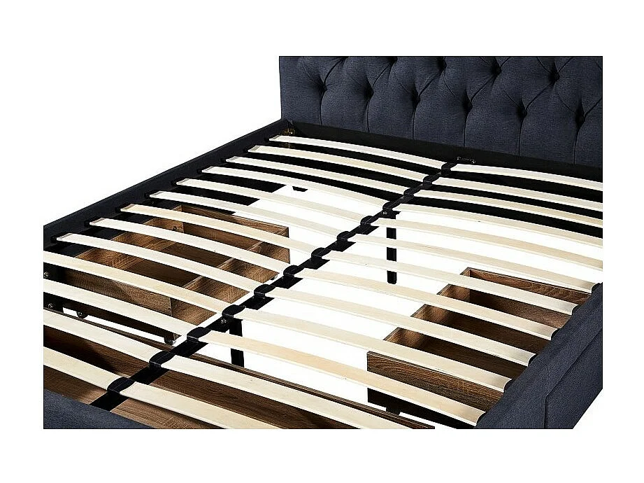 Lit avec 3 tiroirs INIT – 160x200 cm – Coloris gris – Sommier inclus – Design moderne et fonctionnel