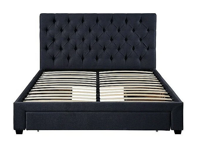 Lit avec 3 tiroirs INIT – 160x200 cm – Coloris gris – Sommier inclus – Design moderne et fonctionnel