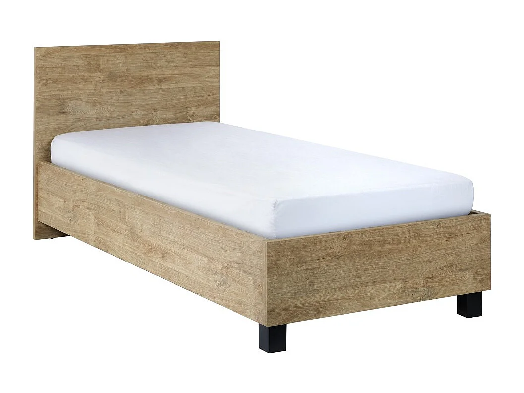 Lit enfant robuste 120x200 coloris chêne doré collection MEGEVE