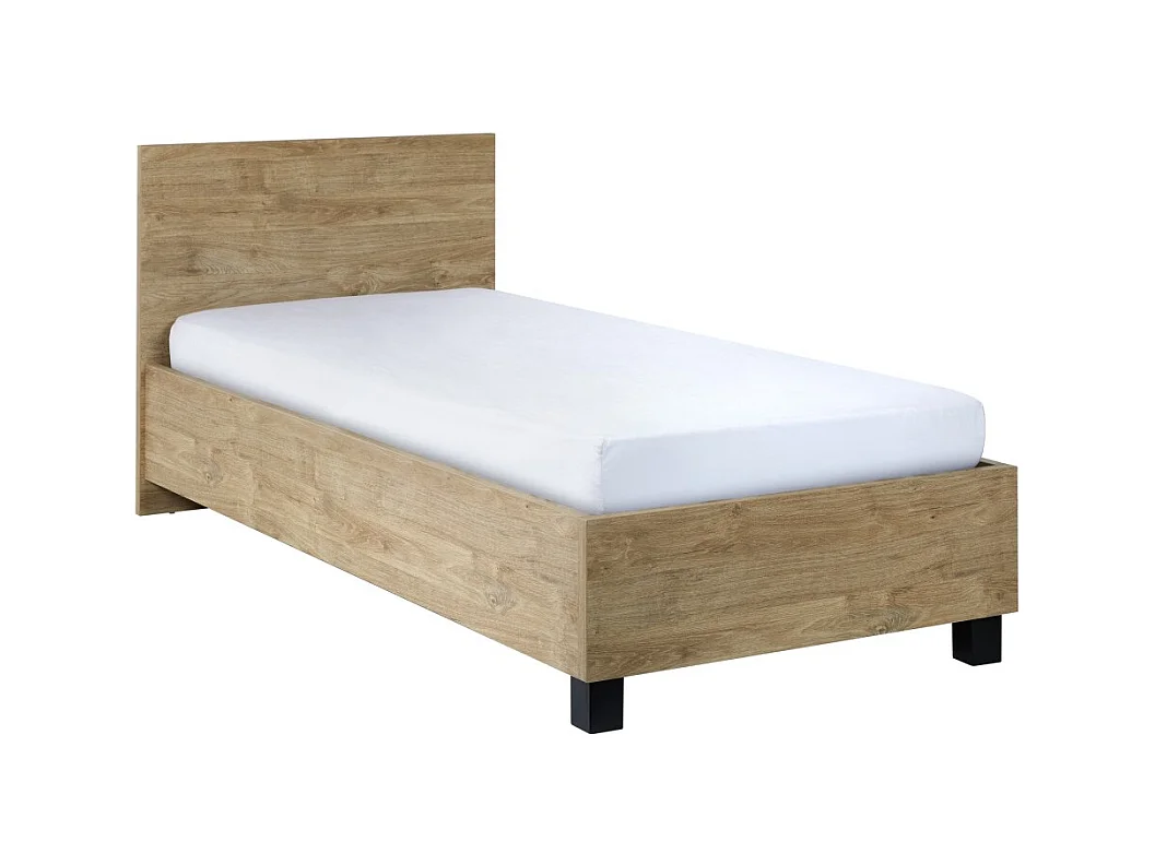 Lit enfant robuste 120x200 coloris chêne doré collection MEGEVE