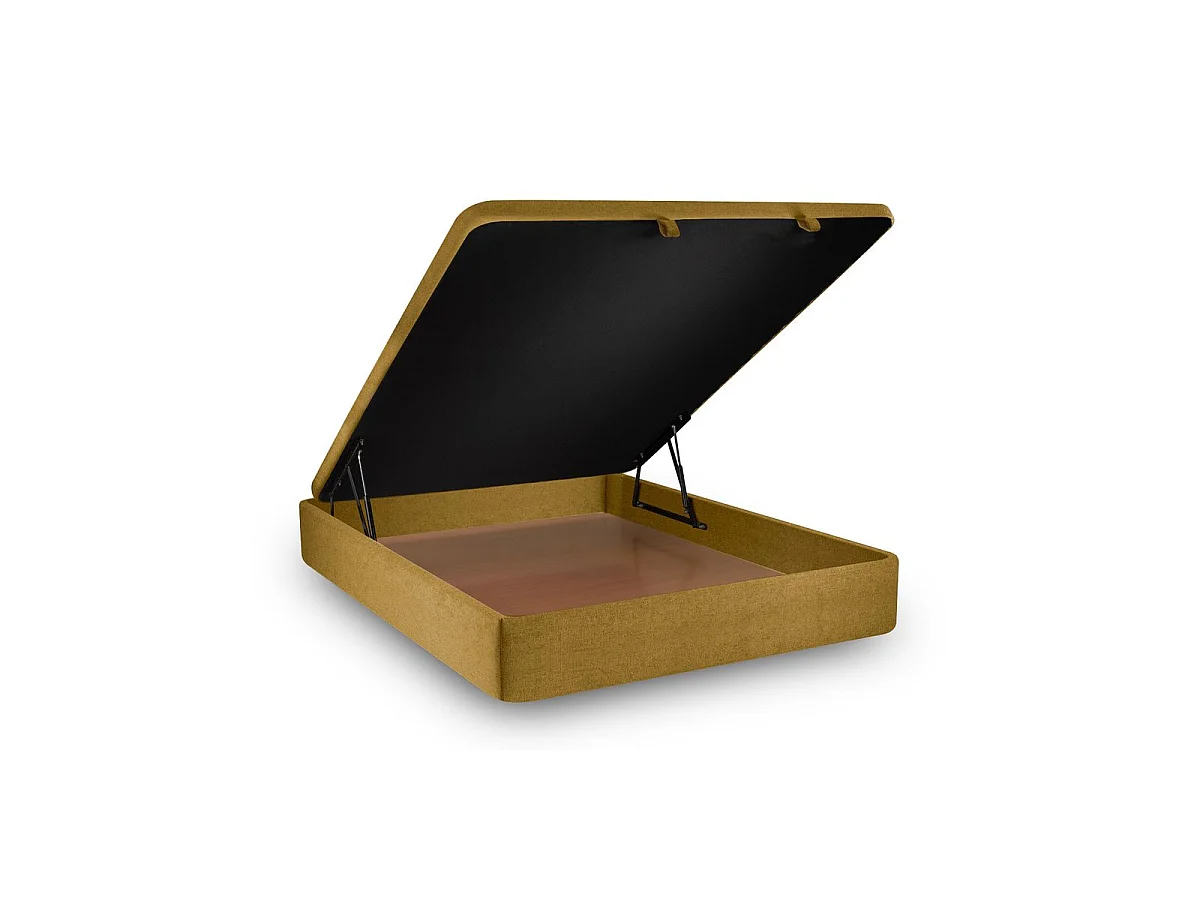 Sommier Coffre Tissu Jaune 160x200 H39cm