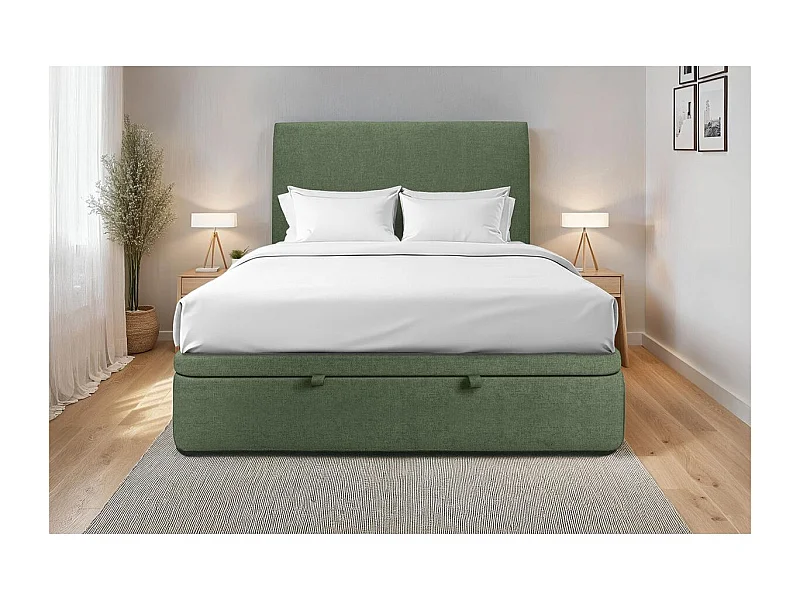 Sommier Coffre Tissu Vert 160x200 H39cm