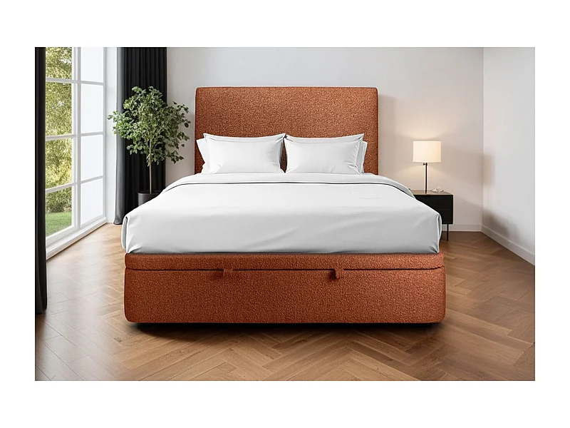 Sommier Coffre Bouclette Terracotta 160x200 H39cm