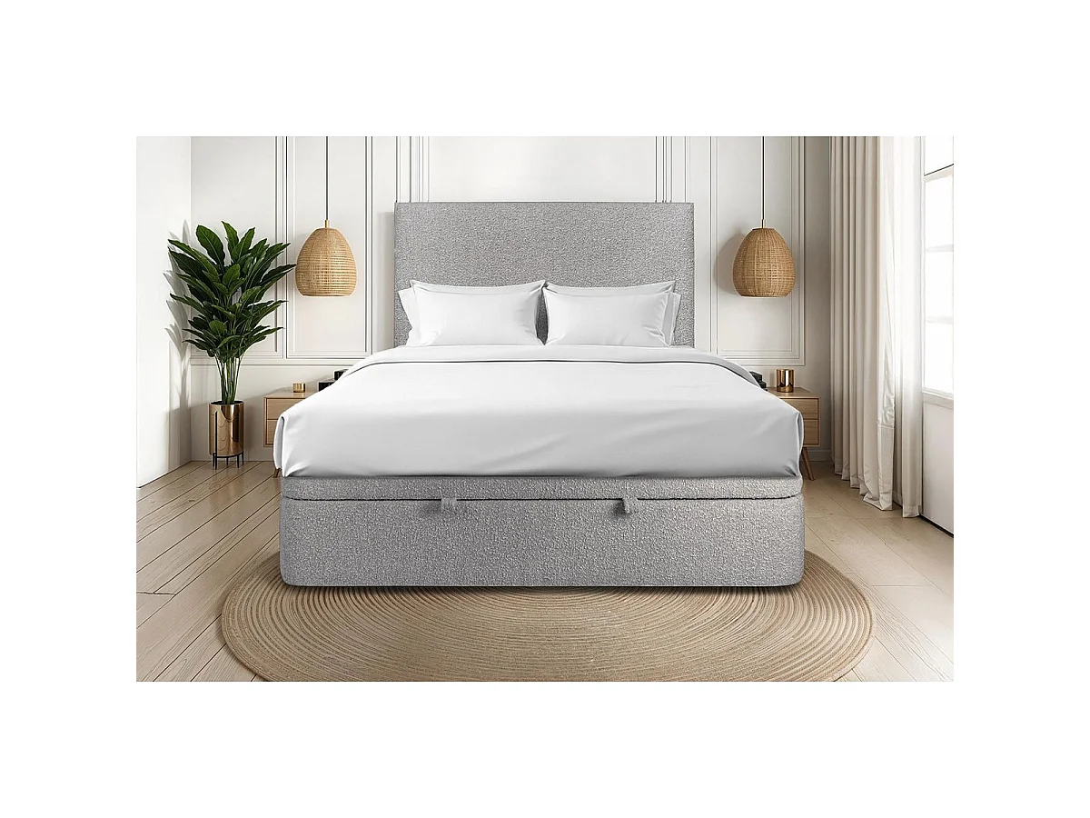 Sommier Coffre Bouclette Gris 180x200 H39cm