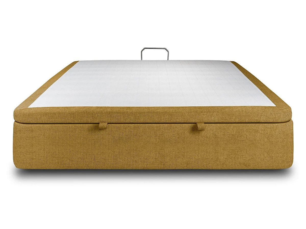 Sommier Coffre Tissu Jaune 200x200 H39cm