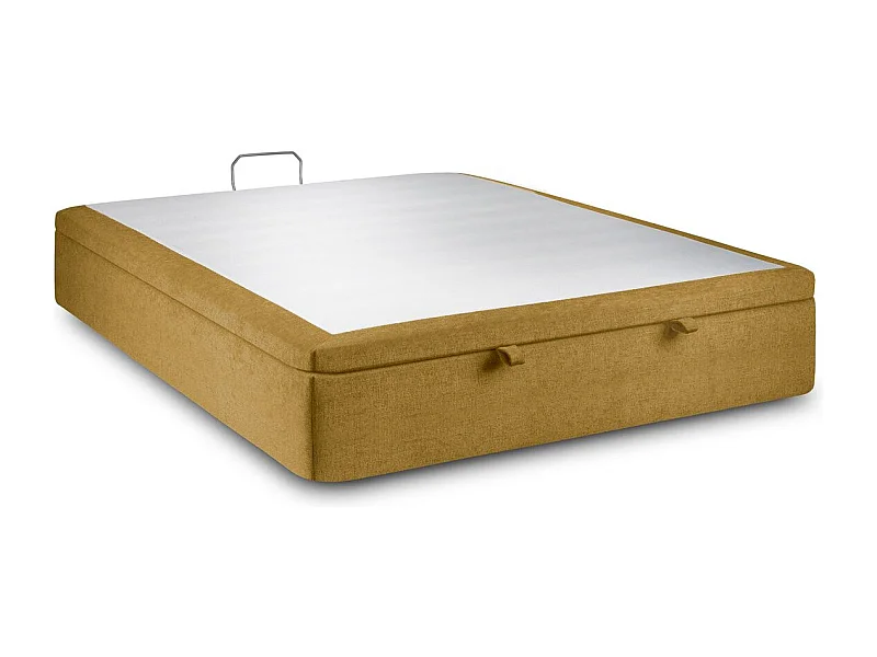 Sommier Coffre Tissu Jaune 200x200 H39cm
