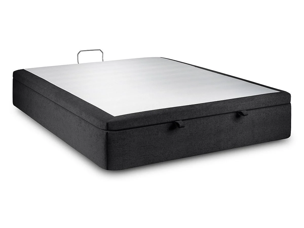 Sommier Coffre Tissu Noir 180x200 H39cm