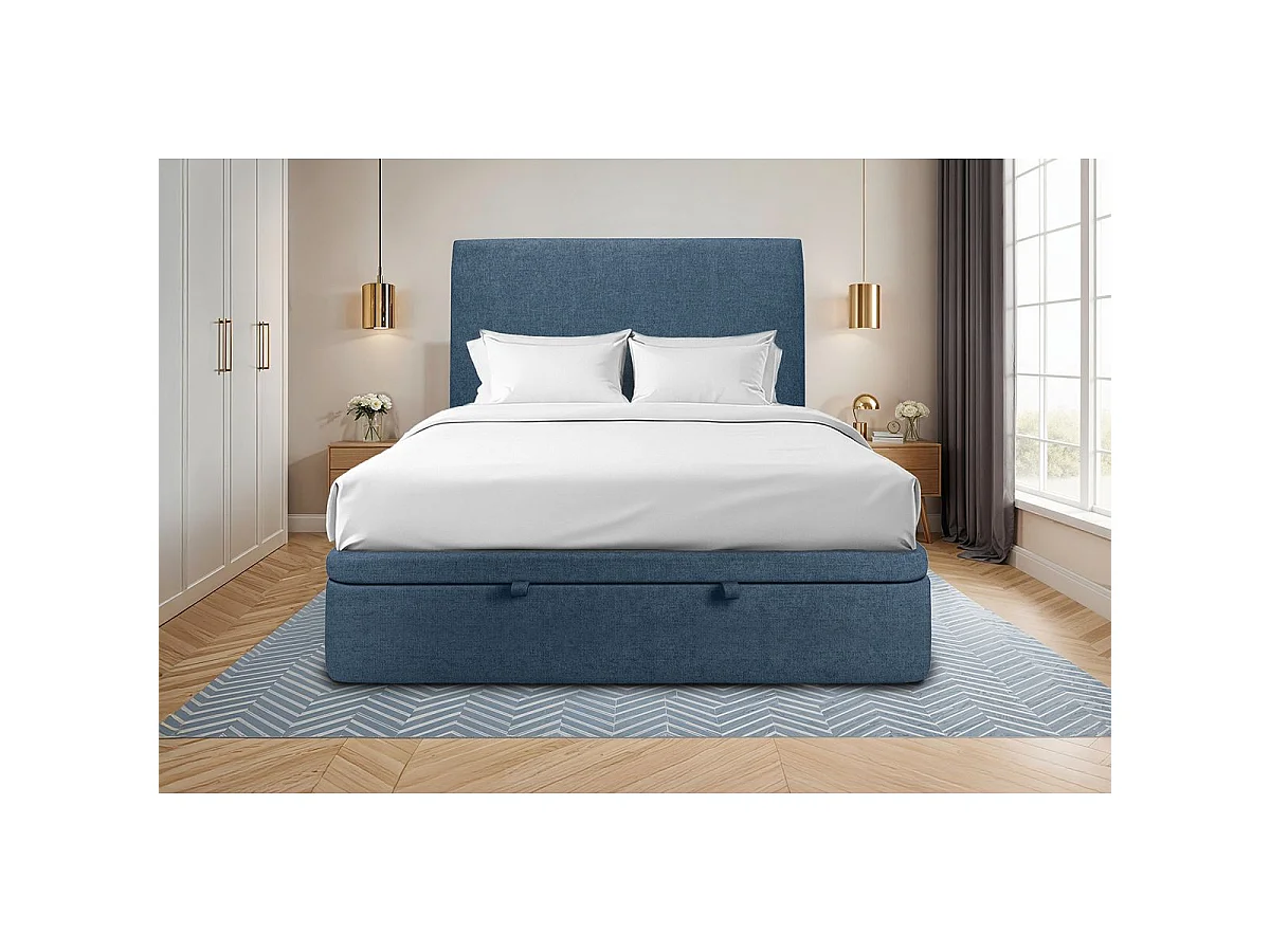 Sommier Coffre Tissu Bleu 140x190 H39cm