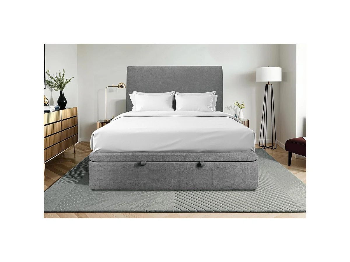 Sommier Coffre Tissu Gris anthracite 160x200 H39cm