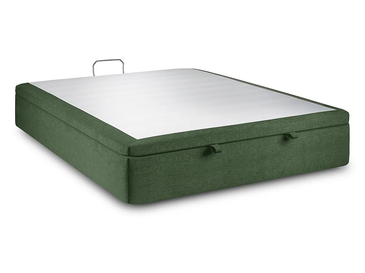 Sommier Coffre Tissu Vert 200x200 H39cm