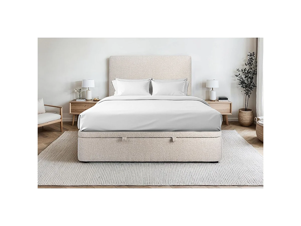 Sommier Coffre Bouclette Beige 140x200 H39cm