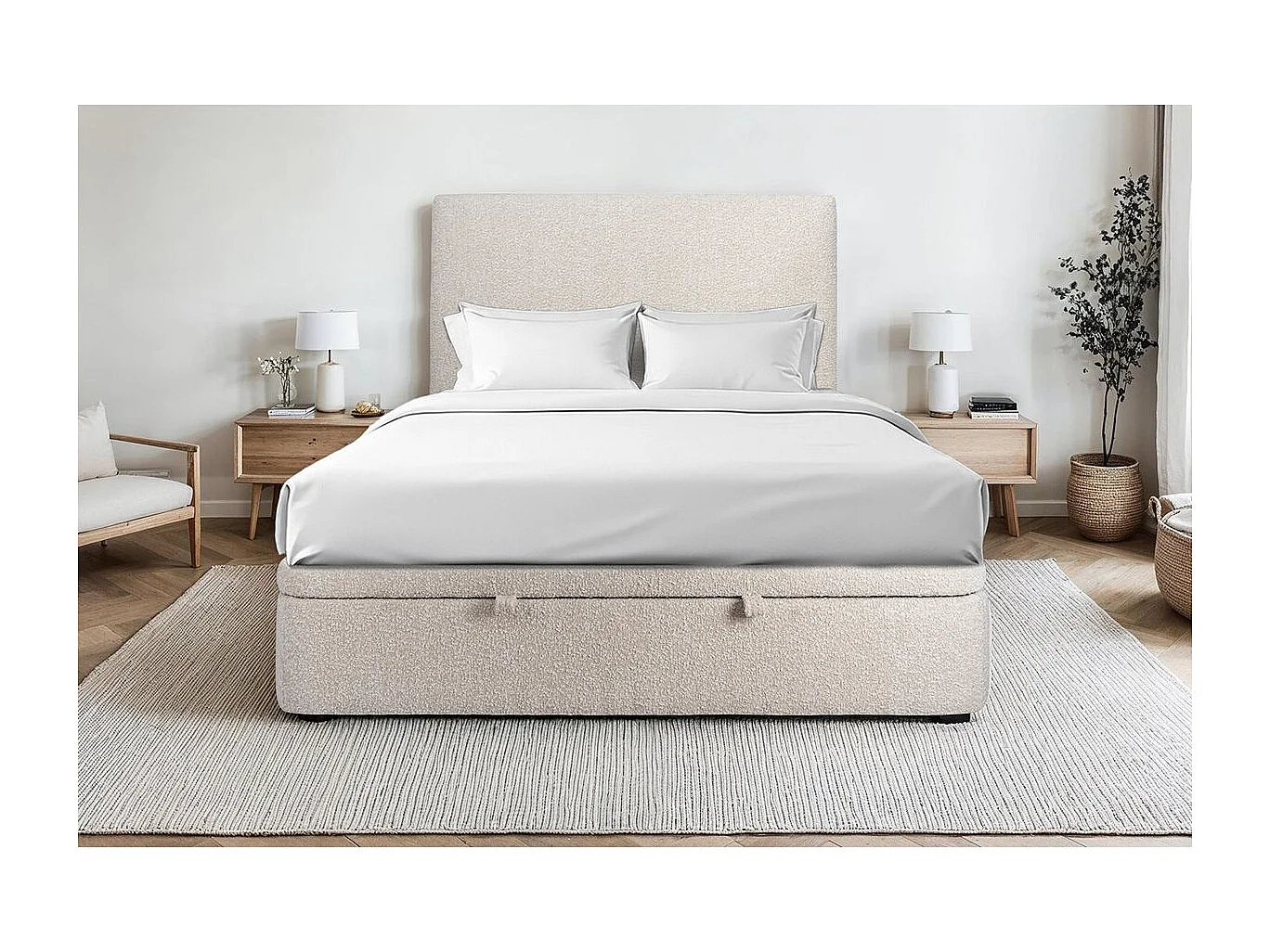 Sommier Coffre Bouclette Beige 180x200 H39cm