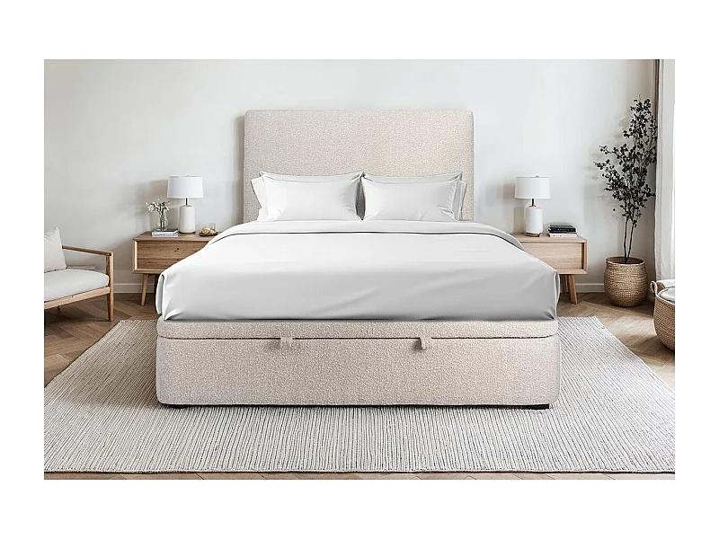 Sommier Coffre Bouclette Beige 180x200 H39cm