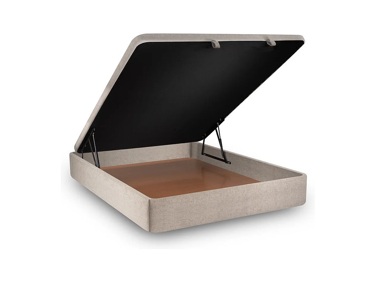 Sommier Coffre Tissu Beige brun 200x200 H39cm