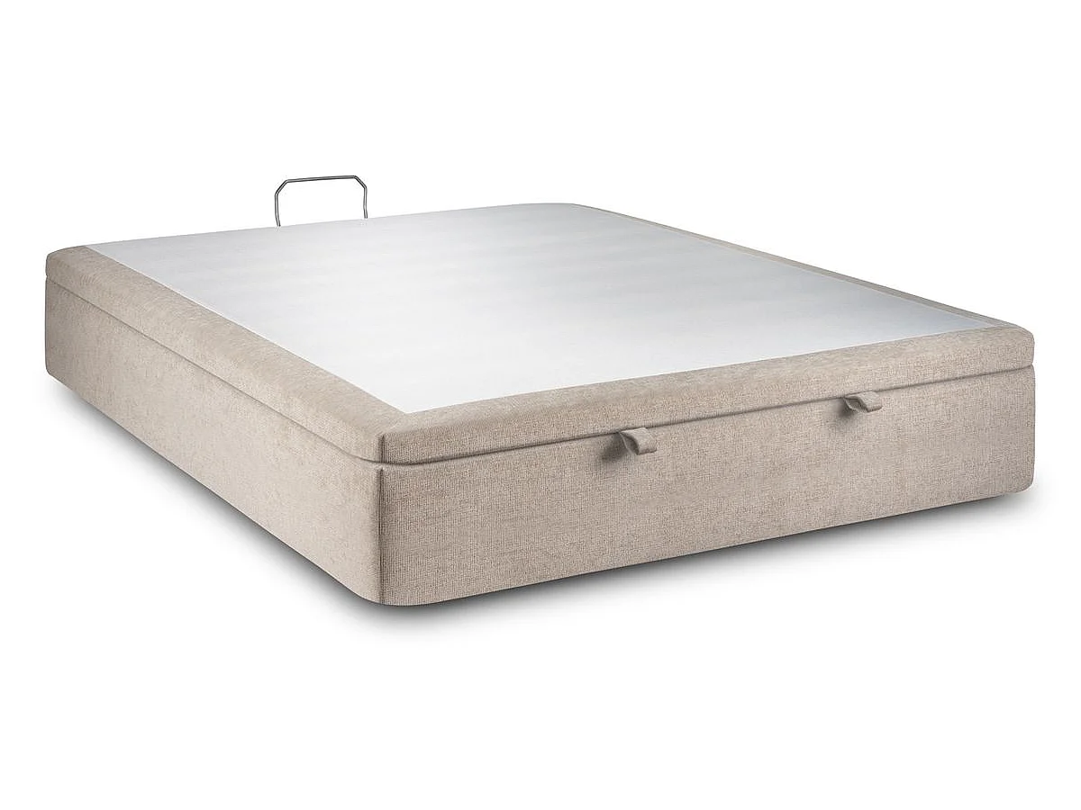 Sommier Coffre Tissu Beige brun 200x200 H39cm