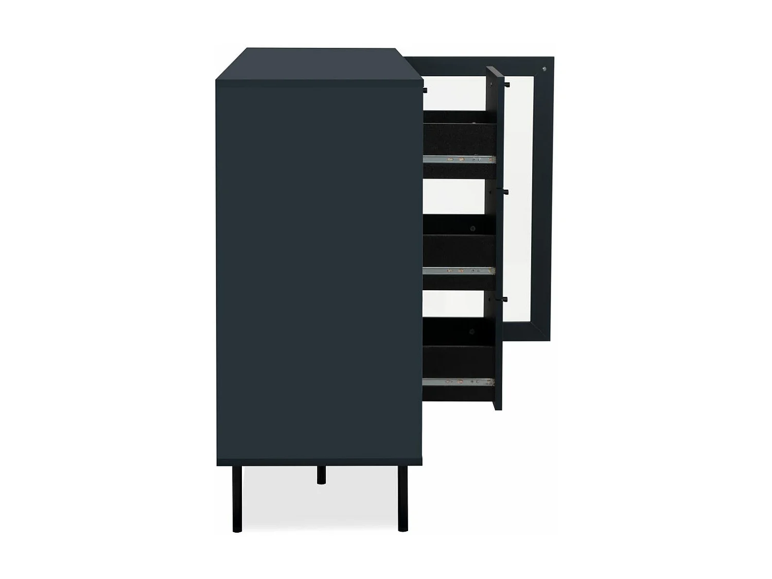 Buffet 3 Tiroirs 2 Portes Vitrées Bleu Marine L120 cm - BOGOTA