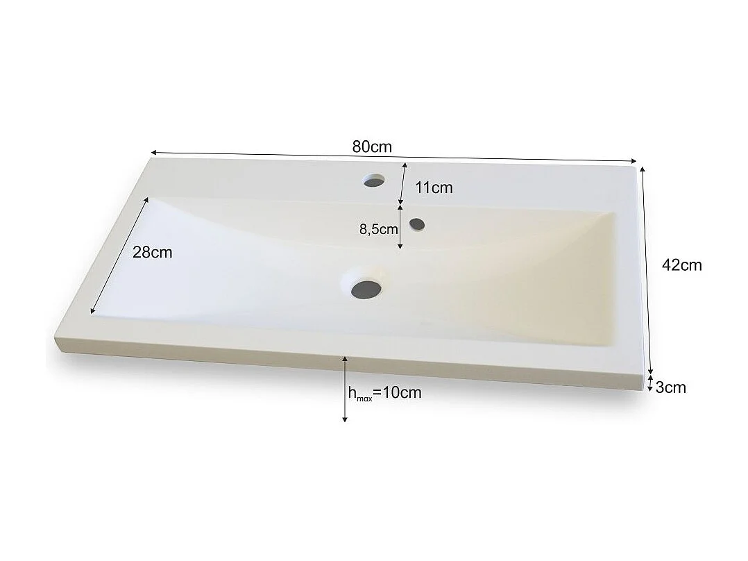 Ensemble meubles de salle de bain blanc collection BIRD, colonnes, meuble sous vasque 80 cm, miroir, siphon et LEDs