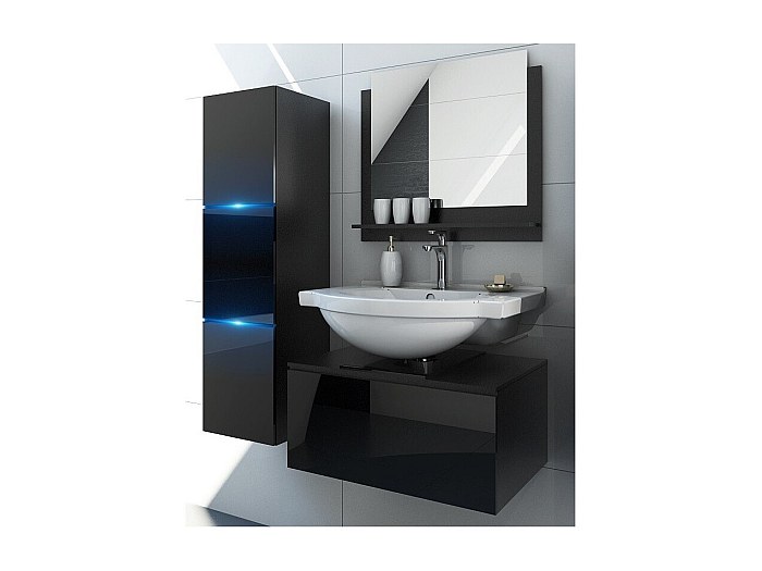 Juego De Baño VCM Vilosa 3 Piezas: Mueble Con Lavabo, Espejo De Esquina - Ideal Para Aseo O WC Pequeño