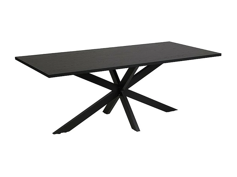 Table de salle à manger LOFT – 10 personnes noir effet bois et pieds métal