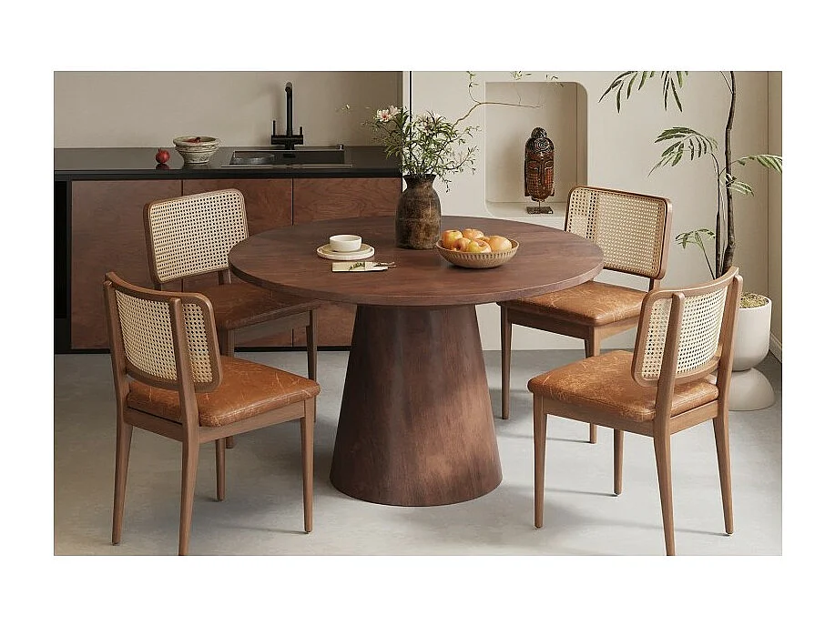 Table ronde FRANCHIA – Bois exotique brun diamètre 130 cm