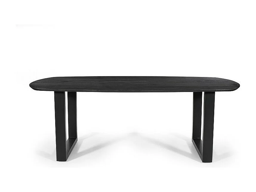 Ovale eettafel voor 8 personen van massief hout in zwarte kleur uit de FRANCHIA collectie. U-vormige designpoten.