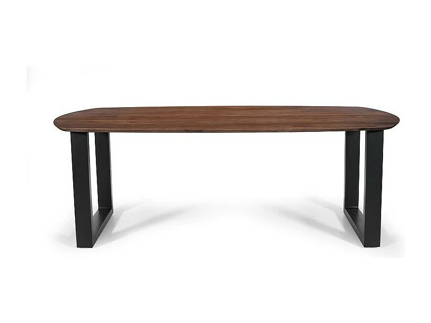 Ovale eettafel voor 8 personen in massief hout, bruine kleur, collectie FRANCHIA. U-vormige designpoten.