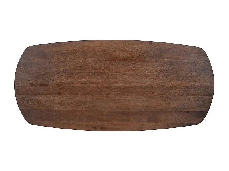 Table à manger ovale 8 personnes en bois massif coloris brun collection FRANCHIA. Pieds design en U