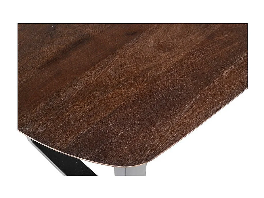 Table à manger ovale 8 personnes en bois massif coloris brun collection FRANCHIA. Pieds design en U