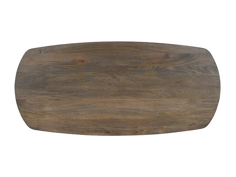 Table à manger ovale 8 personnes en bois massif coloris chêne vieilli collection FRANCHIA. Pieds design en U