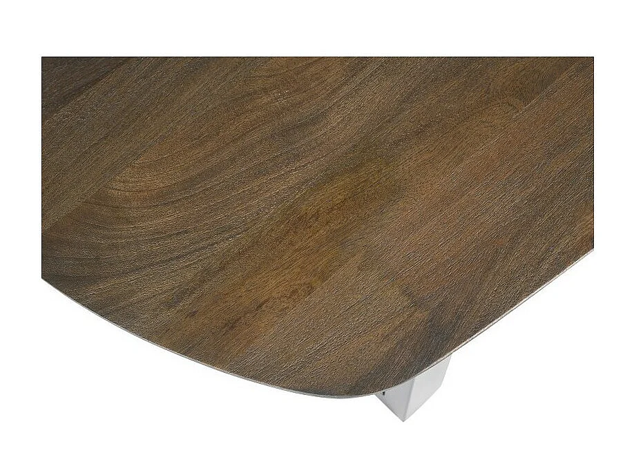 Table à manger ovale 8 personnes en bois massif coloris chêne vieilli collection FRANCHIA. Pieds design en U