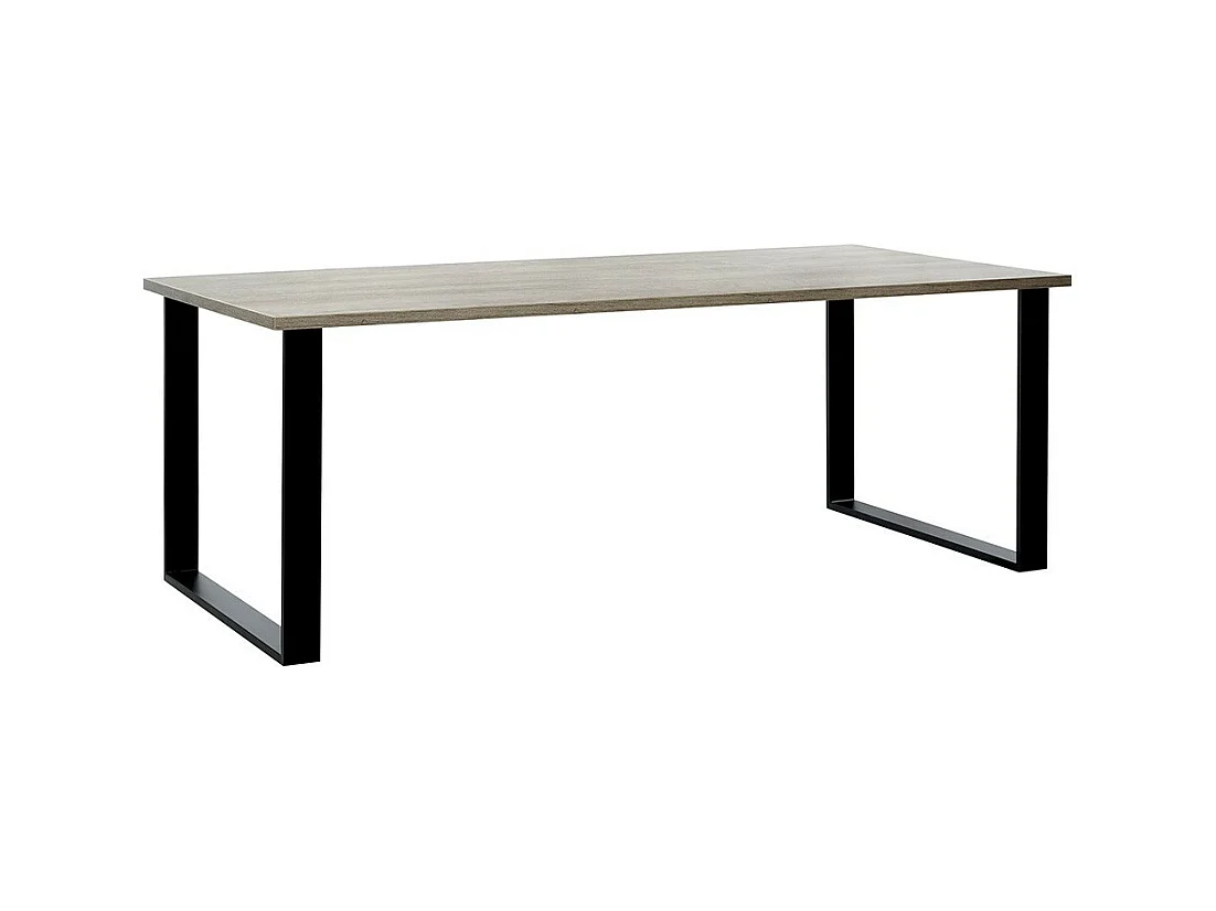 Tafel voor 10 personen voor eetkamer uit de NEWTON collectie in lichte eikenkleur. Metalen poten.