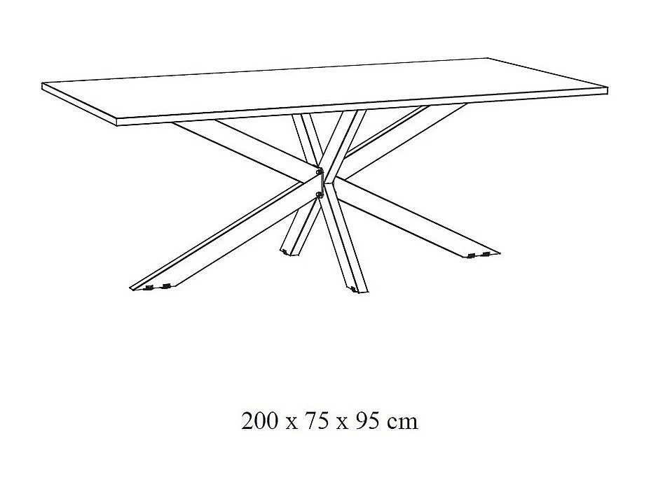 Tisch für 10 Personen für Esszimmer, Kollektion LOFT, Farbe helles Eichenholz. Metallfüße.